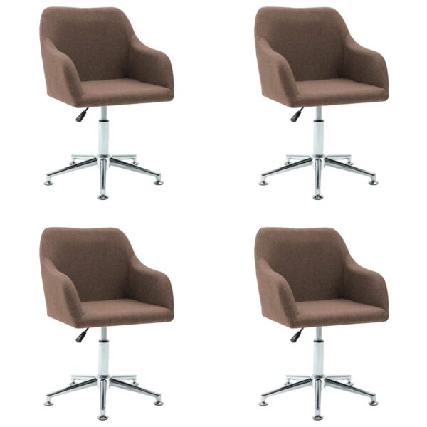 vidaXL Swivel Dining Chairs 4 pcs Brown Fabric - Image 2