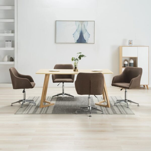 vidaXL Swivel Dining Chairs 4 pcs Brown Fabric