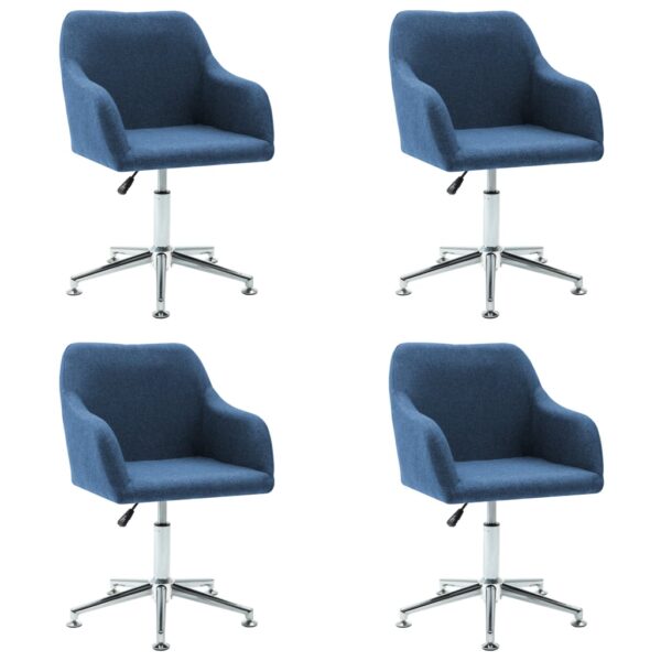 vidaXL Swivel Dining Chairs 4 pcs Blue Fabric - Image 2