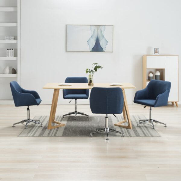 vidaXL Swivel Dining Chairs 4 pcs Blue Fabric