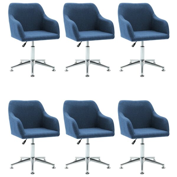 vidaXL Swivel Dining Chairs 6 pcs Blue Fabric - Image 2