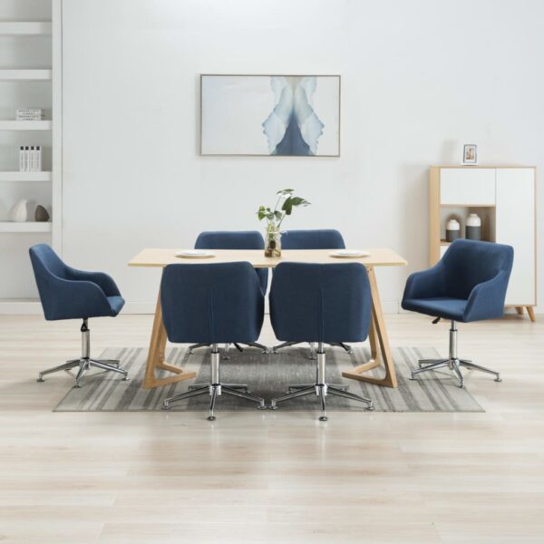 vidaXL Swivel Dining Chairs 6 pcs Blue Fabric