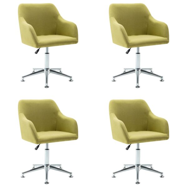 vidaXL Swivel Dining Chairs 4 pcs Green Fabric - Image 2