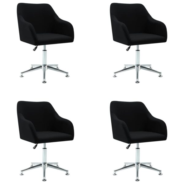 vidaXL Swivel Dining Chairs 4 pcs Black Fabric - Image 2