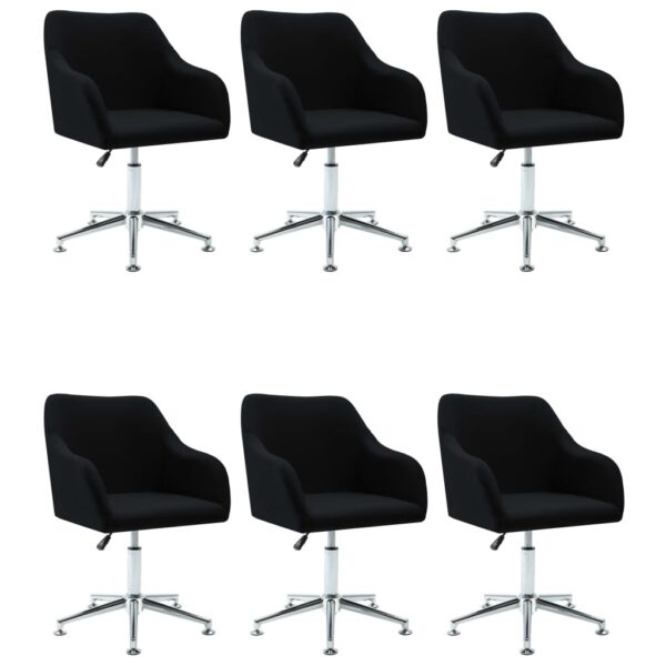 vidaXL Swivel Dining Chairs 6 pcs Black Fabric - Image 2