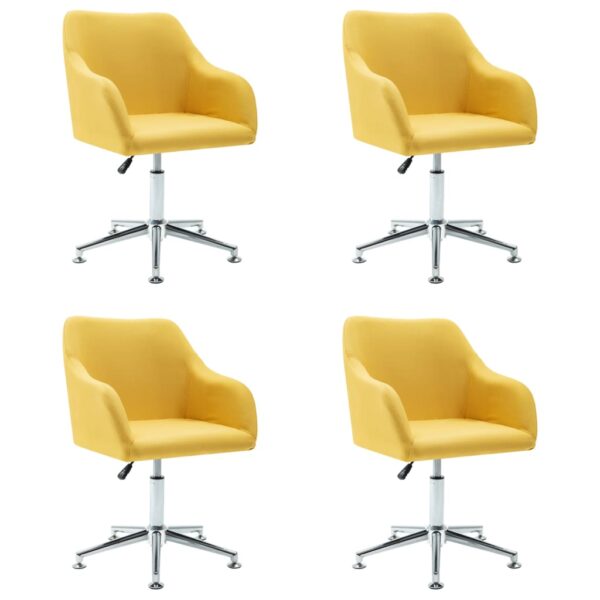 vidaXL Swivel Dining Chairs 4 pcs Yellow Fabric - Image 2