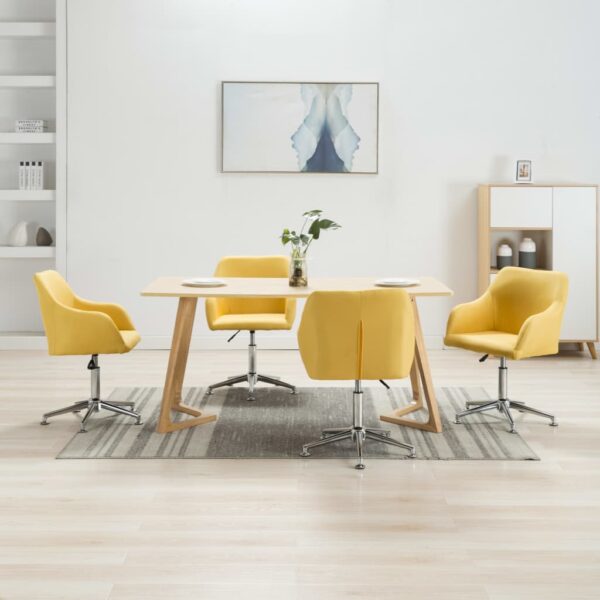 vidaXL Swivel Dining Chairs 4 pcs Yellow Fabric