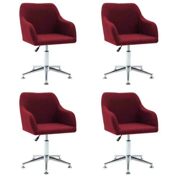 vidaXL Swivel Dining Chairs 4 pcs Wine Red Fabric - Image 2