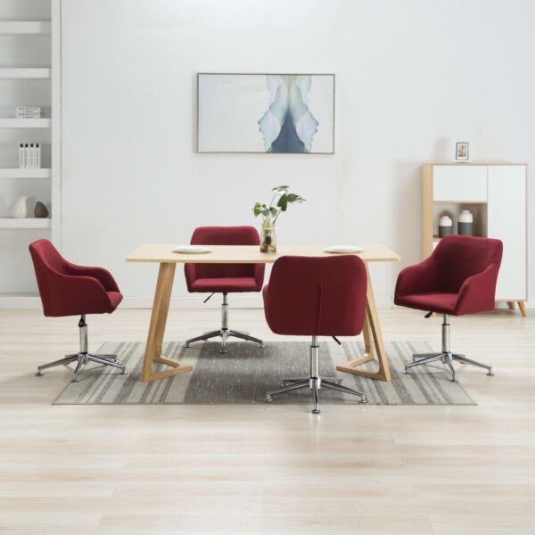 vidaXL Swivel Dining Chairs 4 pcs Wine Red Fabric