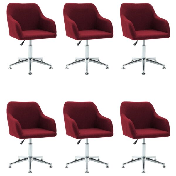 vidaXL Swivel Dining Chairs 6 pcs Wine Red Fabric - Image 2