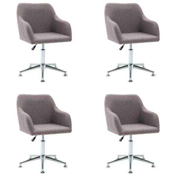 vidaXL Swivel Dining Chairs 4 pcs Taupe Fabric - Image 2