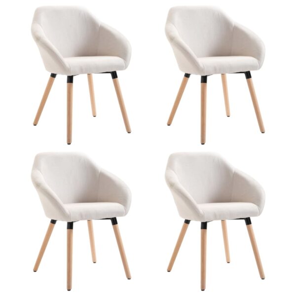 vidaXL Dining Chairs 4 pcs Cream Fabric - Image 2