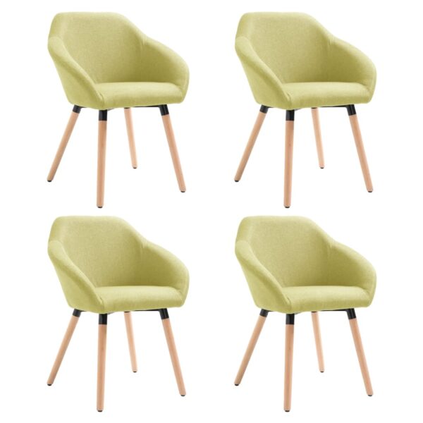 vidaXL Dining Chairs 4 pcs Green Fabric - Image 2