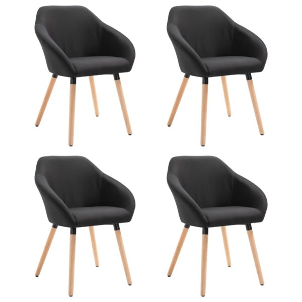 vidaXL Dining Chairs 4 pcs Black Fabric - Image 2