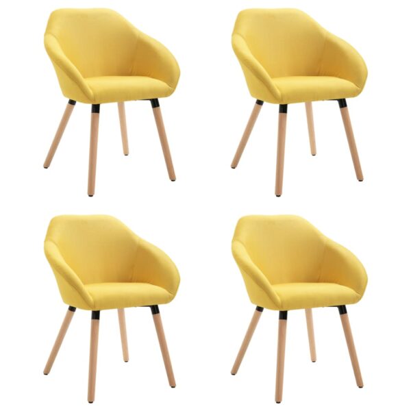 vidaXL Dining Chairs 4 pcs Yellow Fabric - Image 2