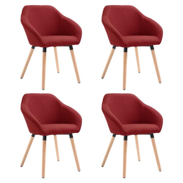 vidaXL Dining Chairs 4 pcs Wine Red Fabric - Image 2