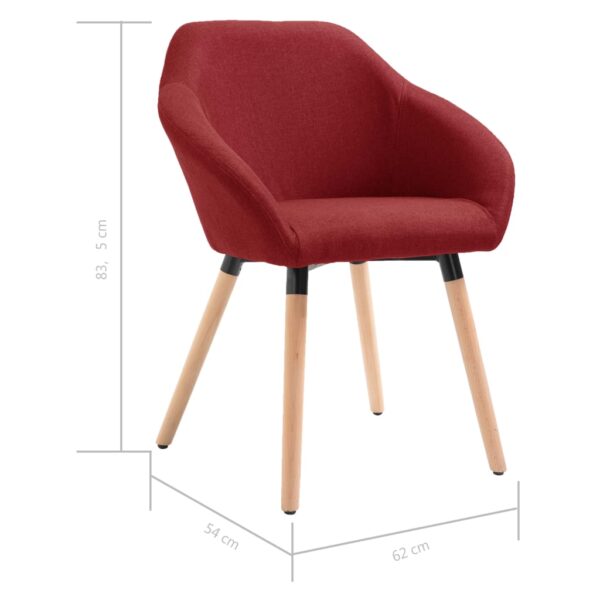 vidaXL Dining Chairs 4 pcs Wine Red Fabric - Image 8