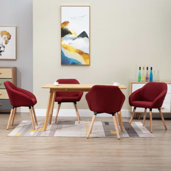 vidaXL Dining Chairs 4 pcs Wine Red Fabric