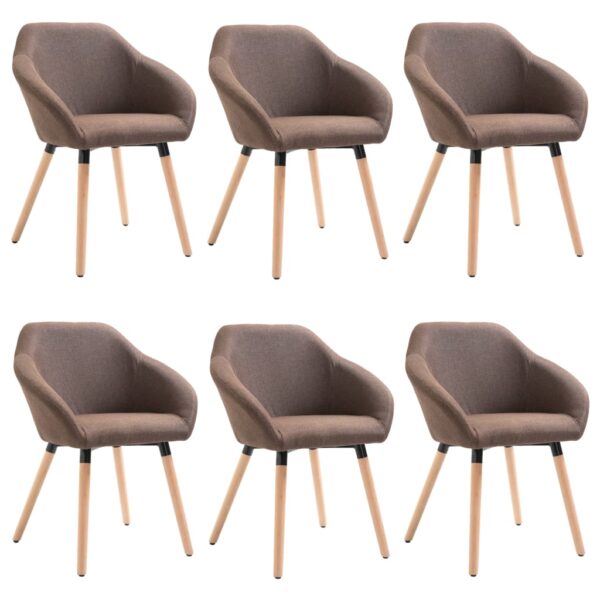 vidaXL Dining Chairs 6 pcs Brown Fabric - Image 2