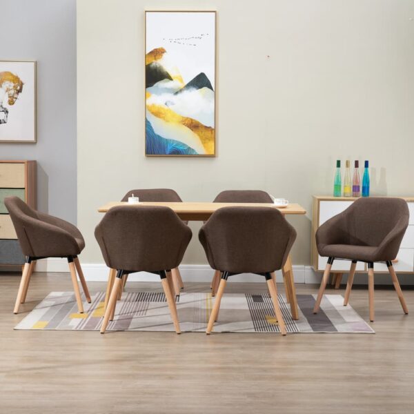 vidaXL Dining Chairs 6 pcs Brown Fabric