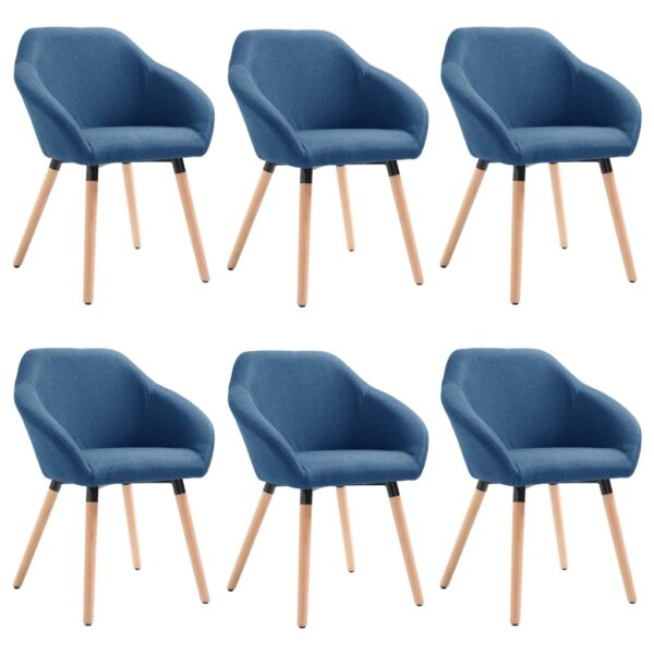 vidaXL Dining Chairs 6 pcs Blue Fabric - Image 2