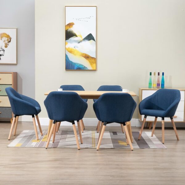 vidaXL Dining Chairs 6 pcs Blue Fabric