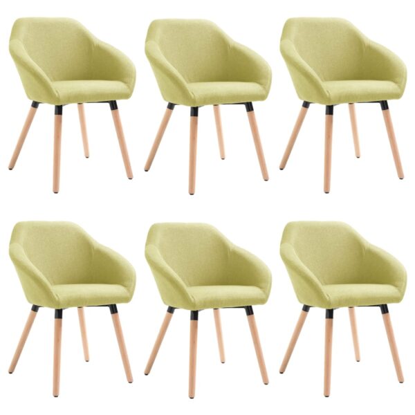 vidaXL Dining Chairs 6 pcs Green Fabric - Image 2