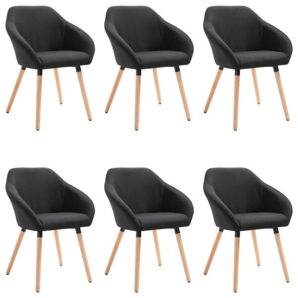 vidaXL Dining Chairs 6 pcs Black Fabric - Image 2