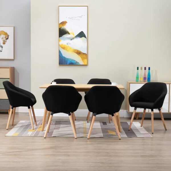 vidaXL Dining Chairs 6 pcs Black Fabric