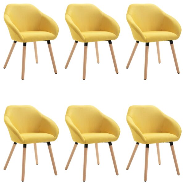 vidaXL Dining Chairs 6 pcs Yellow Fabric - Image 2