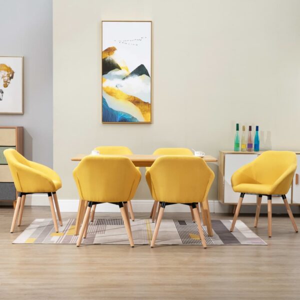 vidaXL Dining Chairs 6 pcs Yellow Fabric