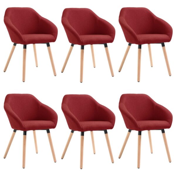 vidaXL Dining Chairs 6 pcs Wine Red Fabric - Image 2