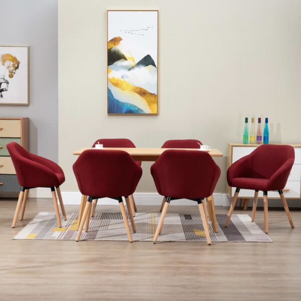 vidaXL Dining Chairs 6 pcs Wine Red Fabric