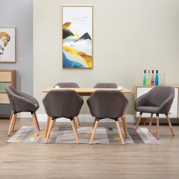 vidaXL Dining Chairs 6 pcs Taupe Fabric