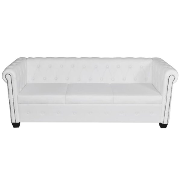 vidaXL Chesterfield Sofa Set 2-Seater and 3-Seater White Faux Leather - Image 4