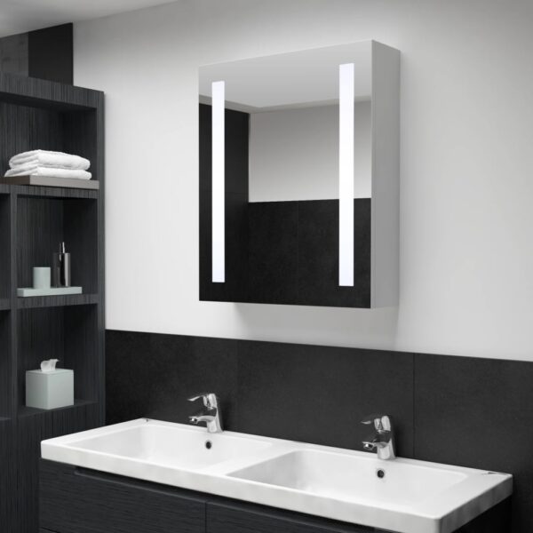 vidaXL LED Bathroom Mirror Cabinet 19.7"x5.1"x27.6"