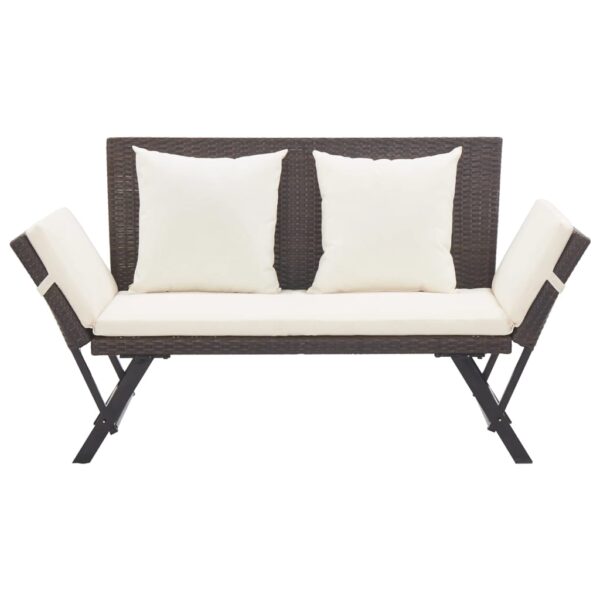 vidaXL Patio Bench with Cushions 69.3" Brown Poly Rattan - Image 2