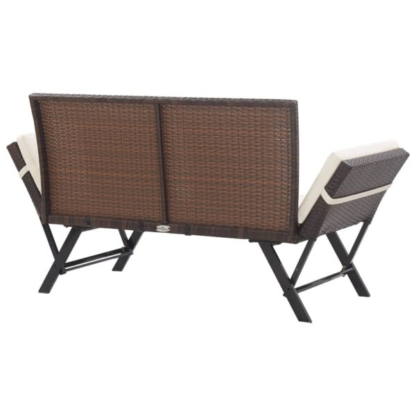 vidaXL Patio Bench with Cushions 69.3" Brown Poly Rattan - Image 4