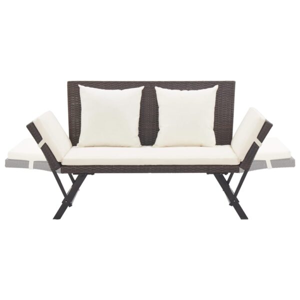 vidaXL Patio Bench with Cushions 69.3" Brown Poly Rattan - Image 5