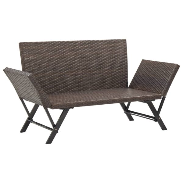 vidaXL Patio Bench with Cushions 69.3" Brown Poly Rattan - Image 7