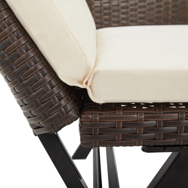 vidaXL Patio Bench with Cushions 69.3" Brown Poly Rattan - Image 9