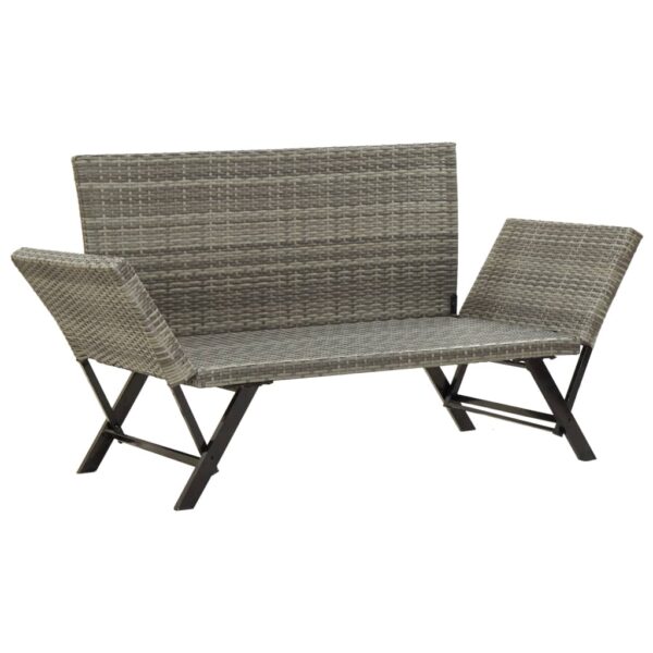 vidaXL Patio Bench with Cushions 69.3" Gray Poly Rattan - Image 6