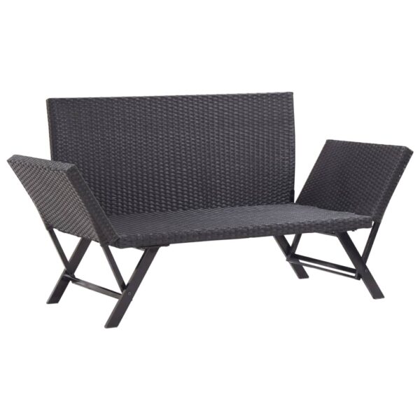 vidaXL Patio Bench with Cushions 69.3" Black Poly Rattan - Image 7