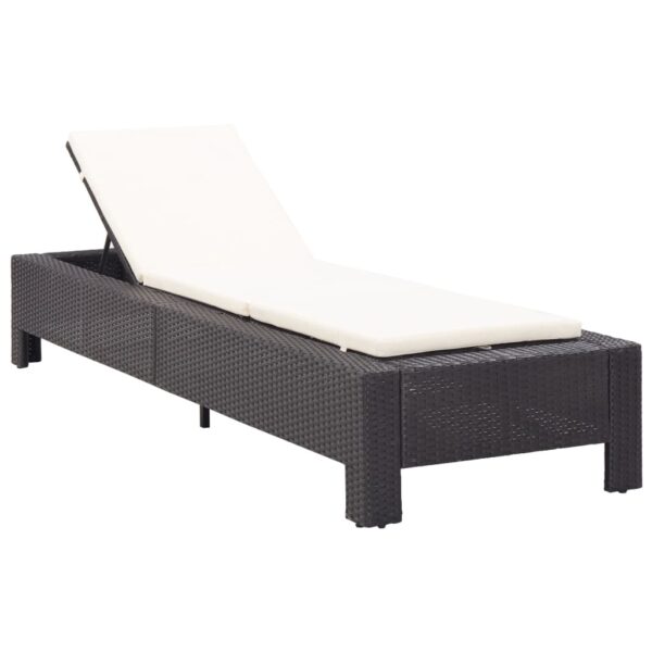 vidaXL Sunbed with Cushion Black Poly Rattan