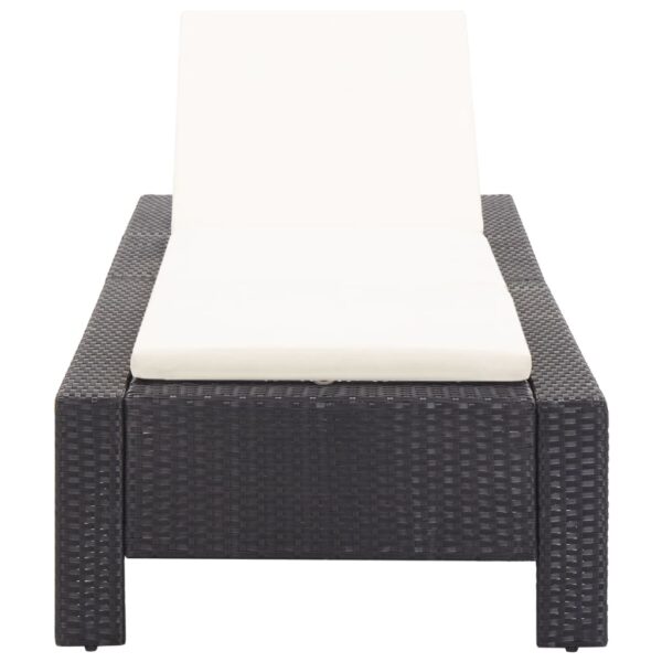 vidaXL Sunbed with Cushion Black Poly Rattan - Image 5