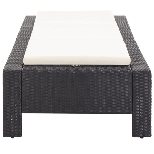 vidaXL Sunbed with Cushion Black Poly Rattan - Image 6