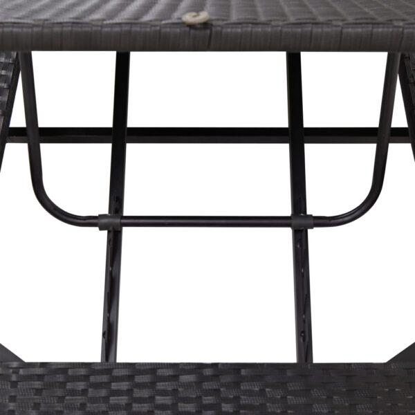 vidaXL Sunbed with Cushion Black Poly Rattan - Image 8