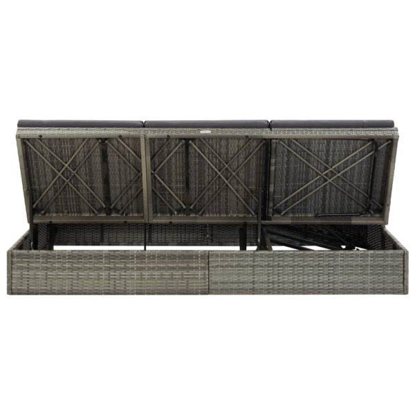 vidaXL Convertible Sun Bed with Cushion Poly Rattan Gray - Image 11