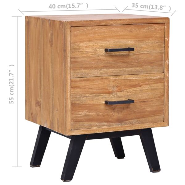 vidaXL Bedside Cabinet 15.7"x13.8"x21.7" Solid Teak - Image 9