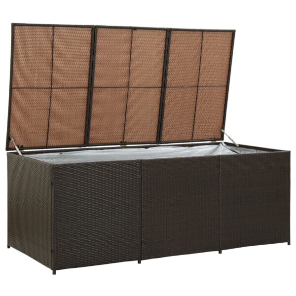 vidaXL Patio Storage Box Poly Rattan 70.9"x35.4"x27.6" Brown - Image 2